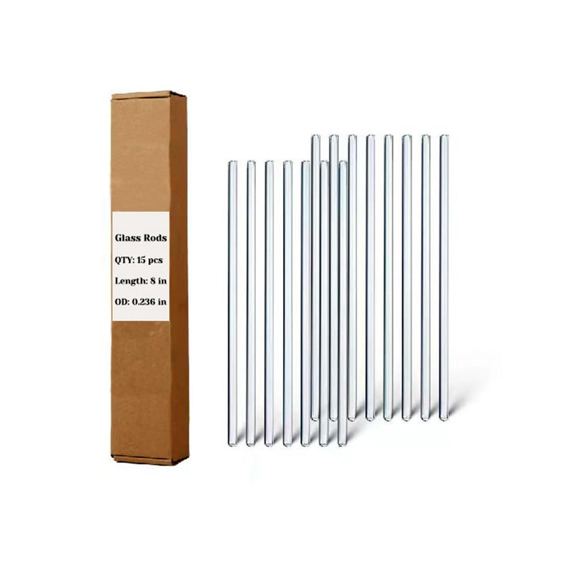 LIFEHIM 15 Pack Glass Stirring Rods: Diameter 0.236 inch Length 8 inch Glass Stir Sticks, Borosilicate Glass Stirring Rod for Mixing Lab - Image 1